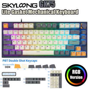 Gadgets Skyloong GK75 Mechanisch toetsenbord RGB Hot Swappable Optische Geel Switches Knop PBT KeyCap Wired 75% Lite Pakking Win/ Gaming