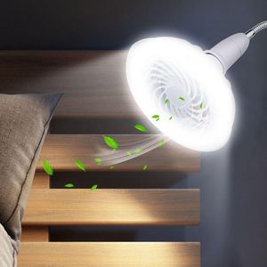 Gadgets Universal 2in1 AC 220V E27 12W LAMPE LED E27 Ventilateur de plafond avec ampoule LED pour la salle de livres du marché du bureau à domicile