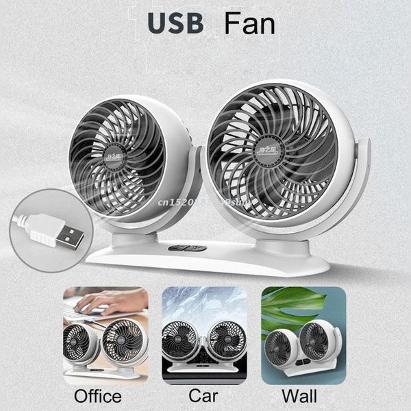 Gadgets USB 5V Ventilateur d'air de voiture à double tête portable