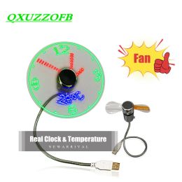 Gadgets USB ventilateurs Temps et température Affichage créatif Cool Gift Mini Fan avec LED Light USB Gadgets Ordinages ordinateurs portables PC DUPSHIP NOUVEAUX PRODUITS