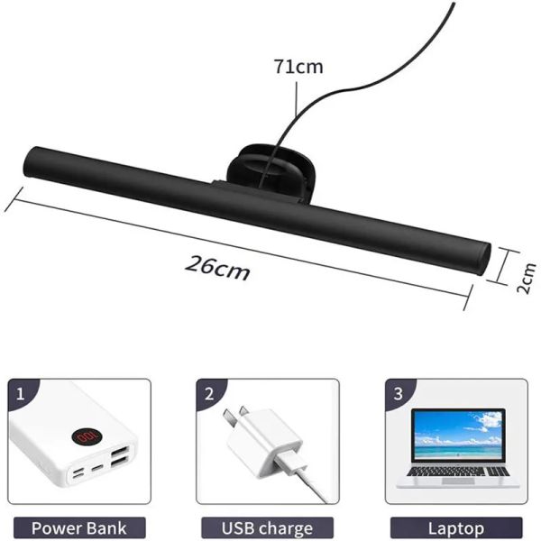 Gadgets USB ordinateur portable barre d'écran de la barre d'écran LED LED rechargeable Lumière suspendue lampe à la barre arrière dans la barre arrière