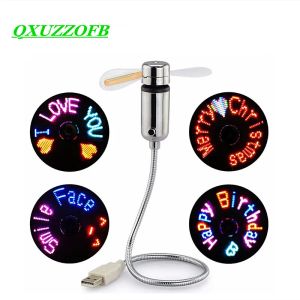 Gadgets USB Mini Ego Fans Creatief geschenk met RGB LED Light Cool Gadget Custom Programming Message Fan Verstelbaar Multilanguage Dropship