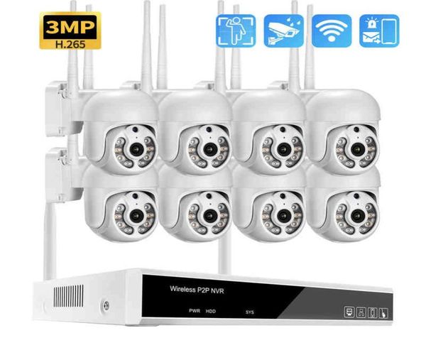 Gadinan 8CH 3MP piste de voiture humaine Ptz système de vidéosurveillance sans fil interphone Wifi ensemble de caméra de sécurité Ip P2P Nvr kit de Surveillance vidéo J22054893678