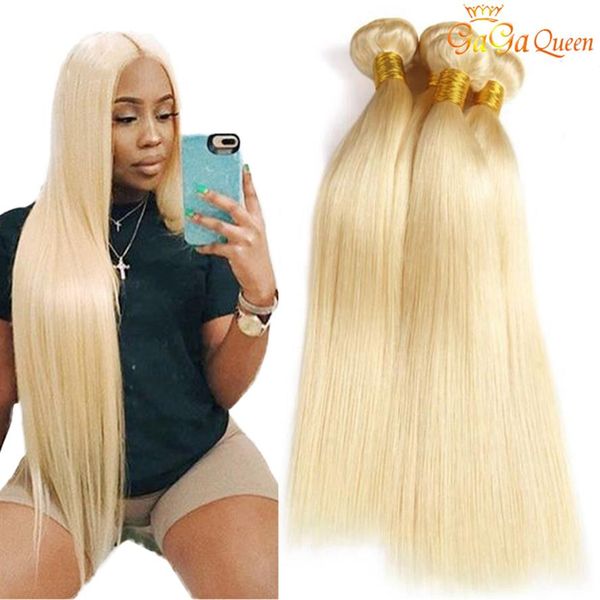 Gaga queen 613 Brazilian Straight Hair Bundles 613 Blonde Human Hair Bundles 100% Extensiones de cabello 3 Bundles248i