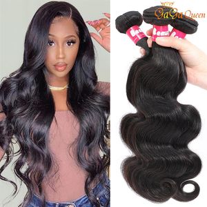 Gaga Queen 9A Indian Body Wave Virgin Human Hair Extensions 3 Bundles Unprocessed Brazilian Peruvian Indian Virgin Remy Hair Deals279S