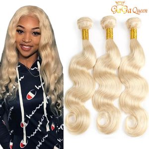 Gaga koningin Braziliaanse Blonde Hair Weave Bundels 613 Kleur Braziliaanse Body Wave Human Hair Extensions 3 Bundels Blonde Hair263T