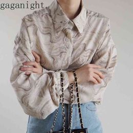 Gaganight moda mujer blusa manga larga girar hacia abajo solo pecho coreano chic camisa femenina vintage blusas primavera blusas 210410