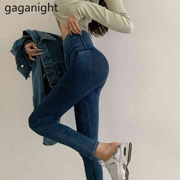 Gaganight Mode Femmes Jeans Legging Bubble Butt Élastique Denim Pantalon Skinny Leggings Taille Haute Cheville Longueur Sport Fitness 210519