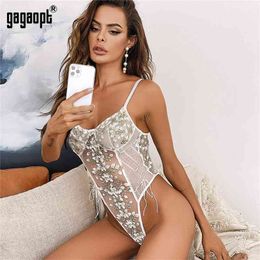 Gagaopt vrouwen teddy sexy erotische korset kant mesh nachtkleding nachtkleding geborduurde riem uit een stuk sexy pyjama 210401