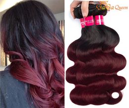 Gagaqueen Braziliaanse Ombre 1B 99J Body Wave Haar 3 Bundels Bordeaux Haarextensies 1B 99j Menselijk Haar Weave2292525