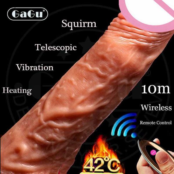 GaGu Sans Fil À Distance Télescopique Chauffage Pénis Vibration USB Charge Adulte Érotique Produits De Sexe Gode Vibrateur Sex Toys Pour Femme L230518