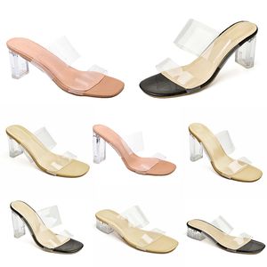 GAI 2024 été femmes chaussures sandales pratiques talons hauts transparent cristal talon surface brillante noir rose grande taille 35-41