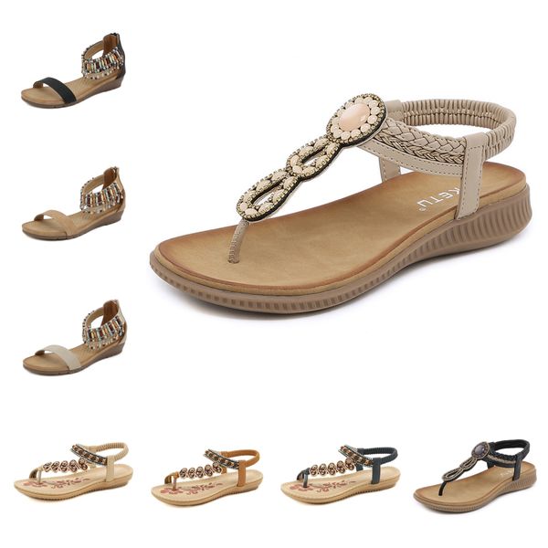 Gai Bohemian Sandals Femmes Pantoufles Céner des femmes Sandale Femas Elastic Chaussures Couleur de perle de cordes