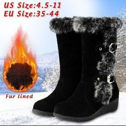 GAI bottes hiver femmes chaussures dames mi-mollet haut Tube classique épais polaire modèles neige Muje grande taille 35-42 221102