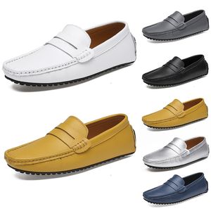 Chaussures décontractées Gai pour hommes Blanc blanc noir Deep Grey Silver foncé bleu jaune plat plat pour hommes chaussures extérieures