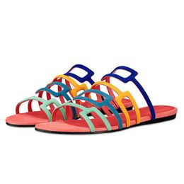GAI, zapatillas coloridas para mujer, zapatos planos calados, sandalias de verano para mujer, diapositivas exteriores, calzado informal para mulas de playa 230713
