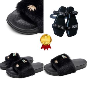 GAI Designer Slippers Wit Goud Dames Zomerhaksandalen Kwaliteit Stijlvolle Pluche pantoffels Gedrukte pantoffels Platte pantoffels Klassieke strandsandalen