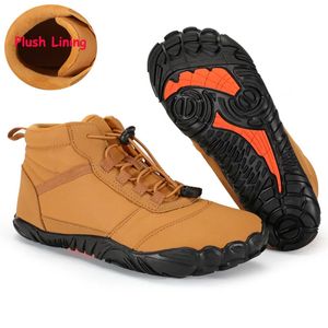 GAI vestido descalzo hombres zapatillas de deporte impermeables de invierno tobillo nieve botas de senderismo de felpa zapatos deportivos cálidos talla grande 47 negro 231020 GAI