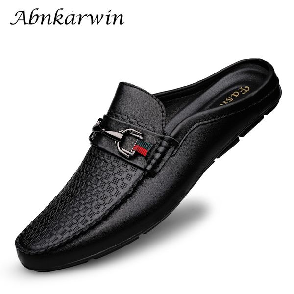 GAI Robe Marque Designer Été En Cuir Véritable Casual Slip sur Demi Chaussures Hommes Mocassins Appartements Pantoufles pour Pied Mince Étroit 230729 GAI