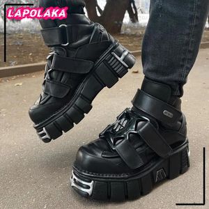 GAI Jurk Merk Lente Rock Vrouwen Gothic Straat Dikke Hakken Platform Motorschoenen voor Vrouw Vrouwelijke Metalen Punk Sneakers 231110 GAI