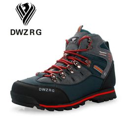 GAI Dress DWZRG Senderismo Impermeable Cuero Escalada Pesca Zapatos al aire libre Hombres Botas altas de invierno 231218