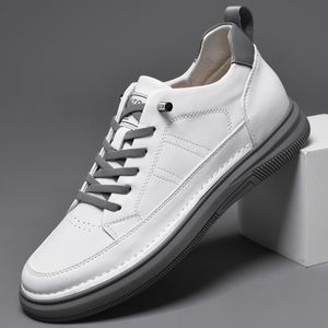 GAI Dress Italie Haute Qualité Tout Blanc En Cuir Pour Hommes Chaussures Décontractées Augmenter Simple Pur Noir Respirant Baskets Chaussures 230403