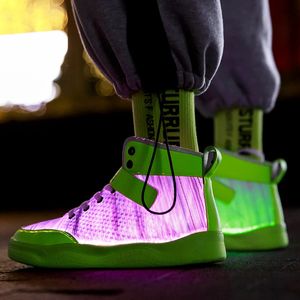 GAI Jurk Unclejerry Glasvezel Grote Jongens Meisjes en Volwassen USB Oplaadbare Gloeiende Sneakers Party Cool Straat Schoenen 231020 GAI