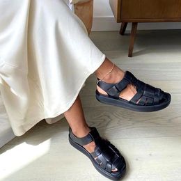 GAI robe Vintage marque confortable marche Rome pêcheur gladiateur complet véritable cuir tissé sandales été femme chaussures 231110 GAI