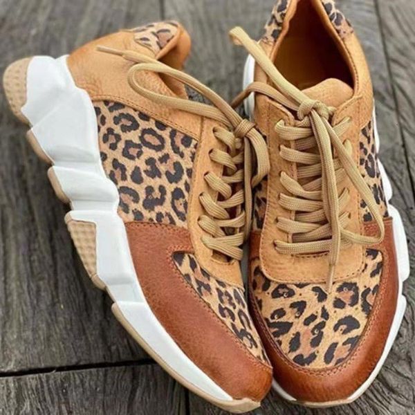 GAI vestido zapatillas de plataforma para mujer punta redonda cuña de leopardo baja para mujer talla 43 con cordones zapatos deportivos informales Socofy 230414