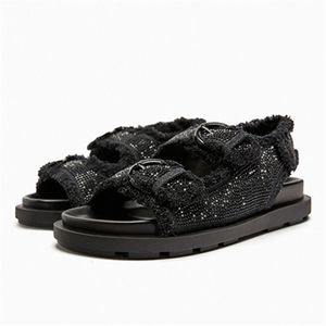 GAI GAI Designer Sandales Femmes D'été Casual Plage Appartements Dames Semelle Épaisse Plate-Forme Chaussures Noir Cristal Gladiateur Sandalias Mujer 230710