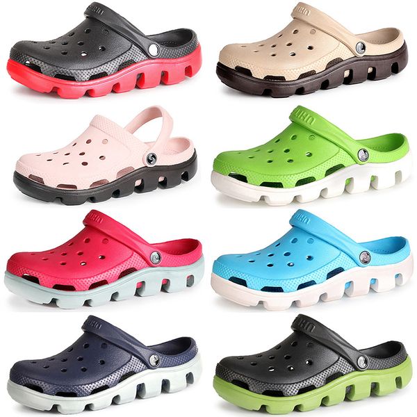 GAI GAI GAI 2021 Chaussures d'été imperméables à trous pantoufles pour femmes à semelles souples vêtements d'extérieur demi-traînées sandales d'infirmière à semelles épaisses hommes femmes huit couleurs contrastées plage