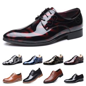 GAI GAI GAI 2022 Heren lederen kledingschoenen Britse afdrukken Navy Bule Black Brow Oxfords Flat Office Party Wedding Ronde neus