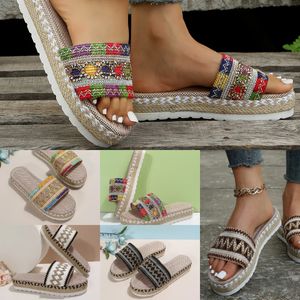 GAI GAI GAI 2024 Designer Slides Zomer Platte Schoenen Henneptouw Set Voet Strand Muilezel Outdoor All-match Dames Slippers Muilezels Grote Maat Dames Sandalen