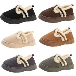 GAI GAI GAI Designer Bont Slip op Katoen Dames Bruin Wit Grijs Zwart Pluche Schoenen Dames Zachte Zolen Outdoor Winter Slipper