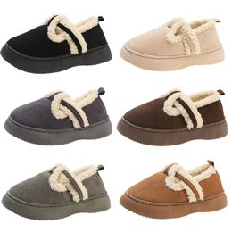 GAI GAI GAI Designer fourrure sans lacet coton femmes marron blanc gris foncé noir chaussures en peluche femmes semelles souples en plein air hiver pantoufle