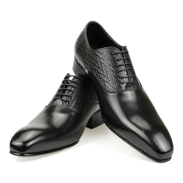 GAI GAI GAI Vestido de Alto Grado Genuino Elegante Formal Oficina Oxfords Zapato de Boda con Cordones Zapatos de Cuero de Negocios Hechos a Mano Negro 231208