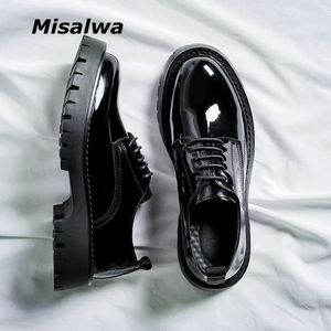 GAI GAI GAI Misalwa Tacón medio Oxford Charol Oficina británica para hombres Vestido formal con cordones Zapatos negros 231208