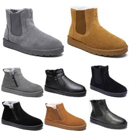 GAI GAI GAI – bottines de neige sans marque pour hommes et femmes, chaussures marron, noir, gris, cuir, tendance, extérieur, coton chaud