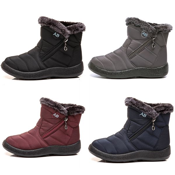 GAI GAI GAI bottes de neige chaudes pour femmes, chaussures en coton léger avec fermeture éclair latérale, noir, rouge, bleu, gris, pour l'hiver et l'extérieur