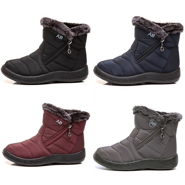 GAI GAI GAI bottes de neige chaudes pour femmes, chaussures en coton léger avec fermeture éclair latérale, noir, rouge, bleu, gris, pour les Sports de plein air en hiver