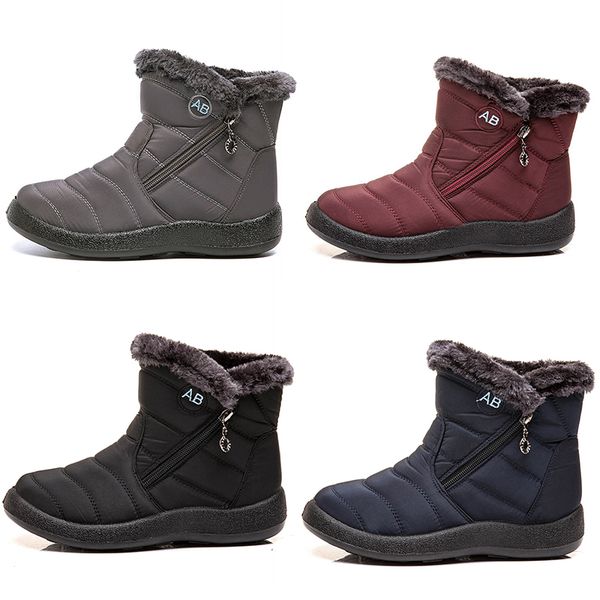 GAI GAI GAI bottes de neige chaudes pour femmes, chaussures en coton léger avec fermeture éclair latérale, baskets de sport de plein air noires, rouges, bleues et grises