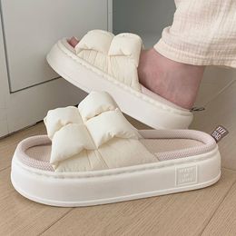 GAI GAI GAI Mujeres Verano Cuatro Estaciones A Cuadros 4 cm Grueso Suela Suave Lino Interior Hogar Dormitorio Pareja Piso Zapatillas 230717