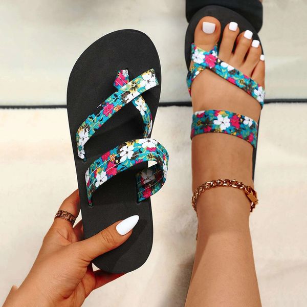 Zapatillas GAI GAI Chanclas de playa florales Sandalias transparentes de ancho ancho sin cordones para mujer Tacones 230809