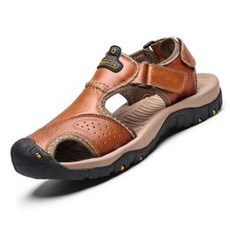 GAI chaussures en cuir été grands hommes mode sandales pantoufles grande taille 38-47 240119