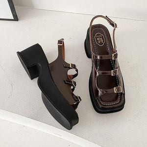 GAI Platform Dames Hoge Hakken Zomer Damesschoenen Wig Sandalen Open Teen Ondiepe Effen Kleur Gesp Casual 230314