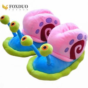 GAI Unisex Caracol Dibujos Animados Casa Interior Zapatillas Zapatillas Cálidas Casa de Felpa Acogedora Chanclas Suaves Niños Zapatos Divertidos Mujeres Hombres 240104