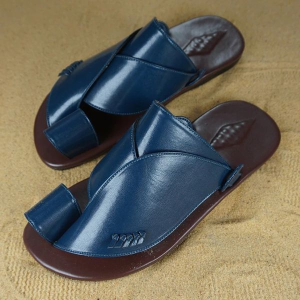 GAI Vintage Roman hommes chaussures d'été grande taille 48 hommes pantoufles en cuir PU bout ouvert en plein air plage fête sandales plates 230403