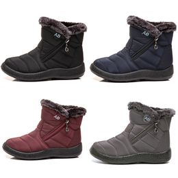 GAI – bottes de neige chaudes pour femmes, chaussures en coton léger avec fermeture éclair latérale, noir, rouge, bleu, gris, pour les Sports de plein air en hiver