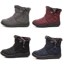 GAI – bottes de neige chaudes pour femmes, chaussures en coton léger avec fermeture éclair latérale, baskets de sport de plein air, noires, rouges, bleues et grises