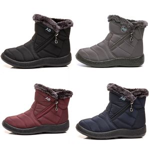 GAI – bottes de neige chaudes pour femmes, chaussures en coton léger avec fermeture éclair latérale, noir, rouge, bleu, gris, pour l'hiver et l'extérieur